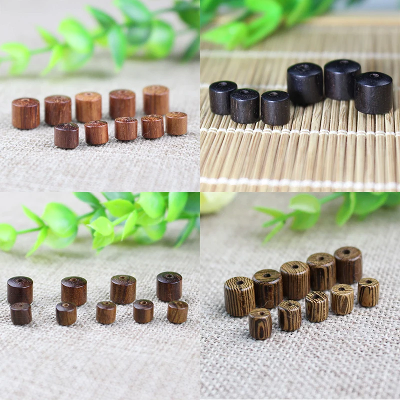 50pcs Natural Rosewood/Sandalwood Bucket Beads 6/8mm Handicraft Barrel Wooden Spacer Charms DIY Jewelry Bracelets Women Men Gift