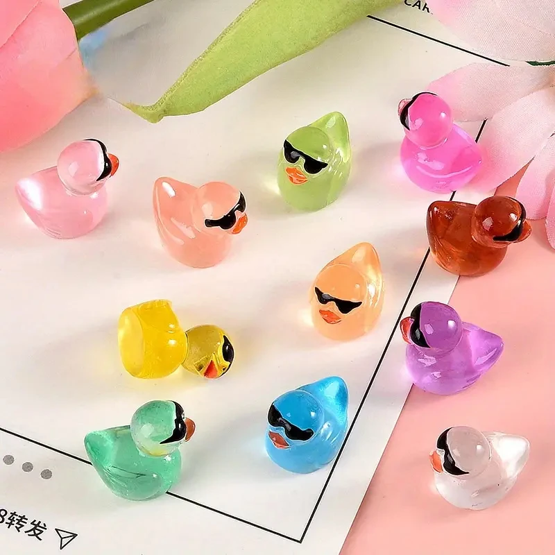 Mini canards lumineux en résine, 10/20 pièces, brillent dans la nuit, Style Cool, couleur aléatoire, pour bricolage, jardin féerique