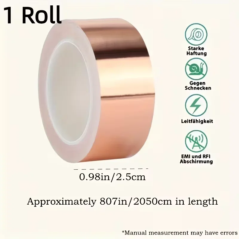 1Pcs Copper Foil Tape Conductive Strip With Double-Sided Conductive Adhesive EMI Shielding For Circuits DIY Crafts Soldering