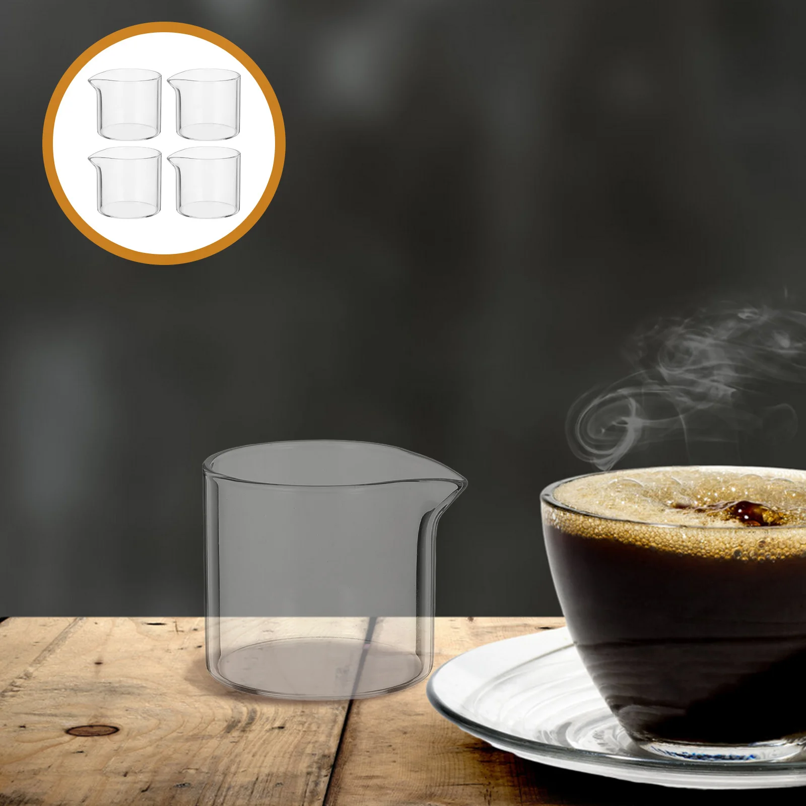 

4Pcs Transparent Glass Coffee Milk Jug Small Pitchers for Sauce Syrup Dispensers Coffee Bar Pitcher for Sauce Espresso Mug