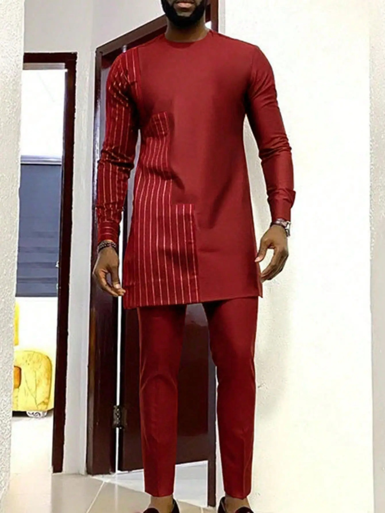 

Традиционный кафтан из 2 предметов, модный африканский комплект одежды Дашики, свадебные вечерние африканские вечерние платья для мужчин, 2025 г.