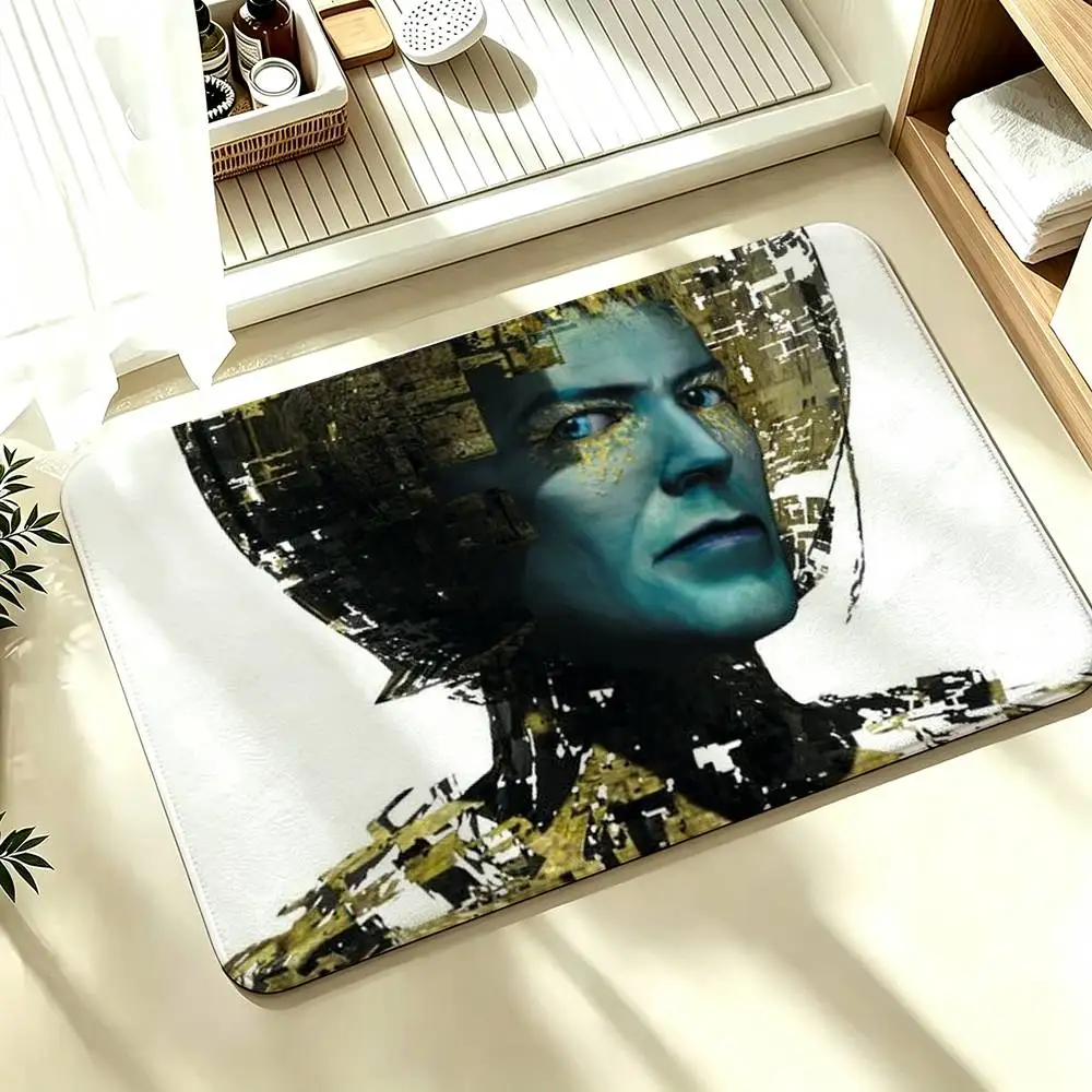 cool D-DavidS B-BowieS Shower Room Absorbent Small Floor Mat Soft Comfortable Decorative Foot Mat