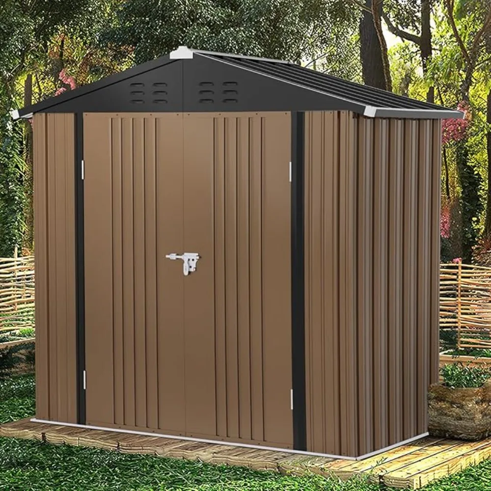 

Buildings Booth Shelter, 6x4 FT Utility Tool Shed Storage House With Lockable Door Tools Garden, Outdoor Storage Shed With Floor