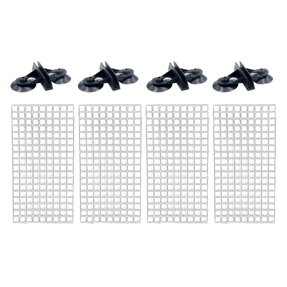 1 Set Aquarium Isolation Panel Lattice Plate Can Be Spliced Aquarium Supplies (Transparent 30x15cm 4pcs + Suction Cup Random