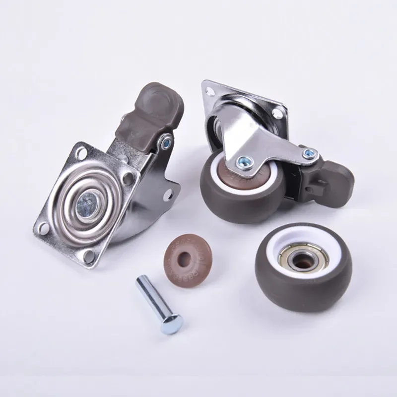 Rodízios de móveis de 1/1,25/1,5/2 polegadas Rodízio giratório de borracha Rodízio de borracha com freio