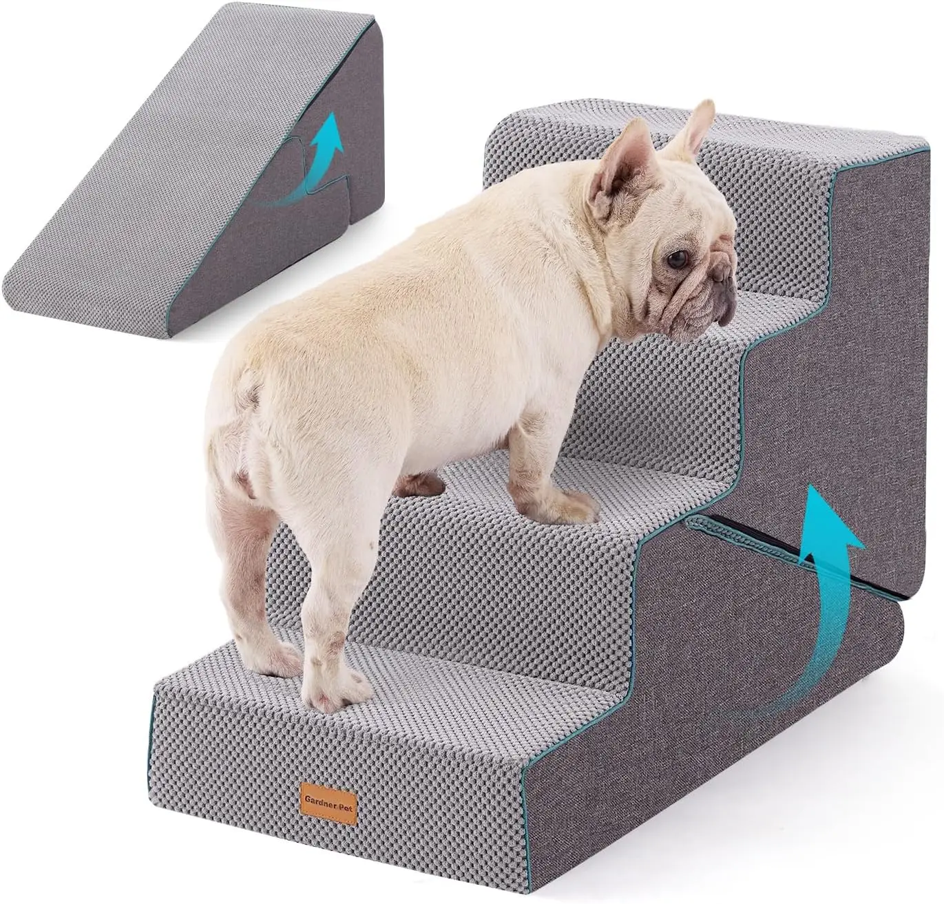 

Dog Stairs for Small Dogs 18.5' H, Small 2 in 1 Transformable 4-Step Pet Stairs and Dog ramp, Steps for Couch with Durable Non-S