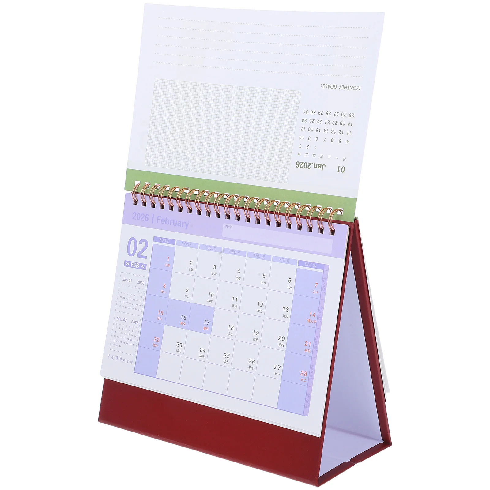 

2026 Desktop Calendar Mini Stand Up Monthly Planner Thick Paper Flip Design For Office Home Decor Writing Surface