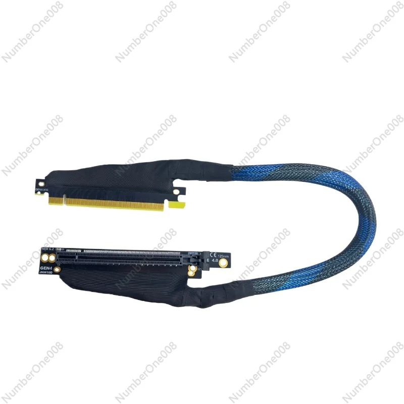 PCIe 4.0 X16 GPU Riser Cable, High Speed Extension for Server & Mining Rig, Braided Sleeve & Right-Angle Internal