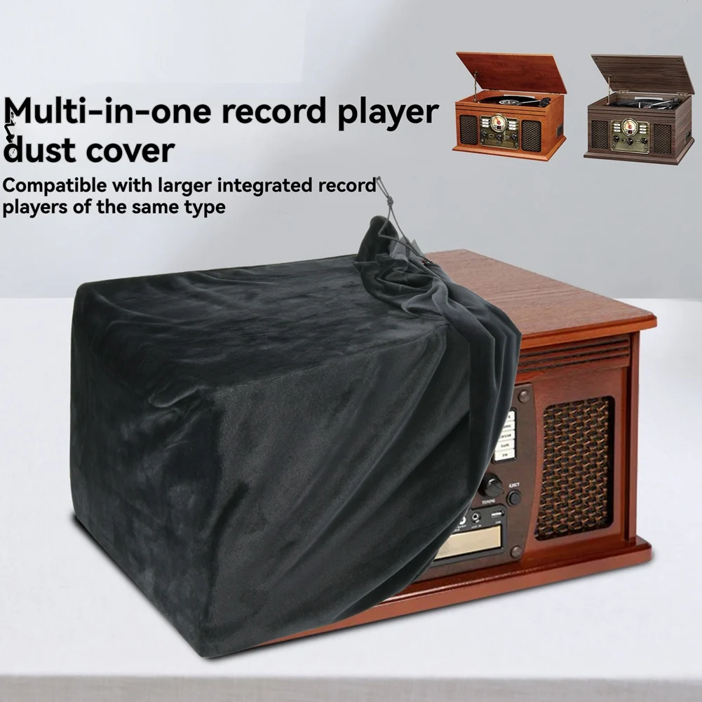 TCE  Record Player Dust Cover for Nostalgic Record Players, Turntable Protective Dust Case with Drawstring Strap