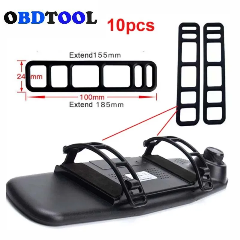 10pcs 6 Holes 10cm Long Fixing Strap for Car Rearview Mirror Dash Cam Belt Buckle Bandage Bracket Silicone Holder DVR Fixed Band