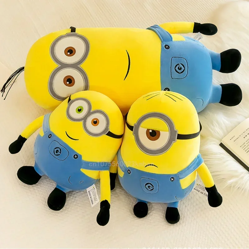 Minions Movie Periphery Yellow Plush Bob Plush Stuart Stuffed Toys In Jeans Soft Dolls Pillow Decoration Children Birthday Gift