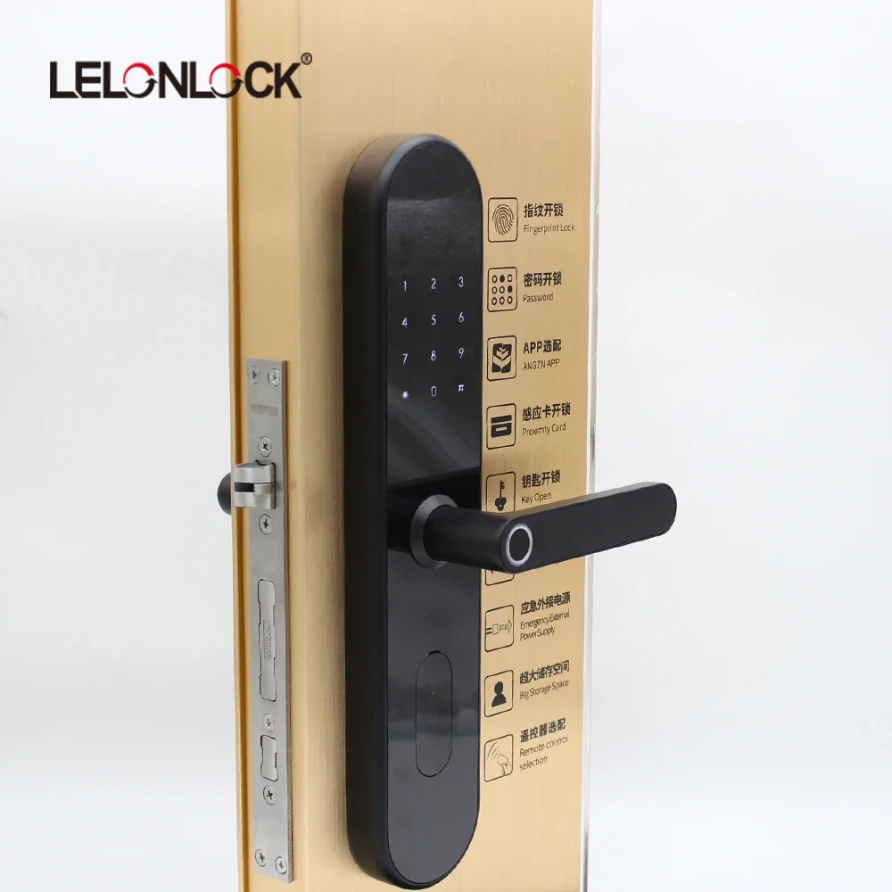 Identify quickly matte black fingerprint automatic smart door lock