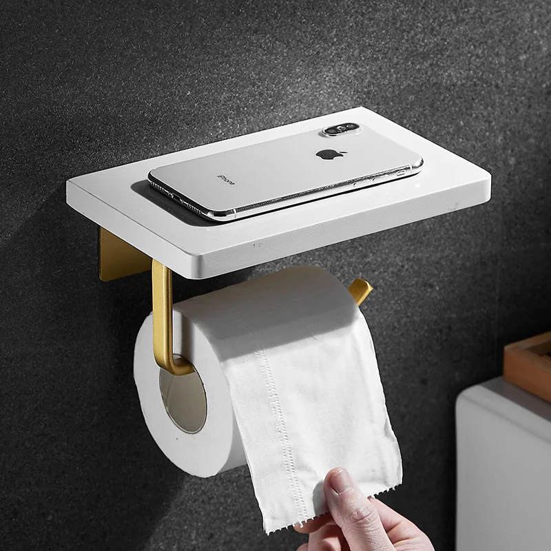 No Punch Marble Toilet Roll Holder Paper Towel Rack Toilet Paper Holder For Bathroom Wall Bathroom WC Paper Tissue Dispenser