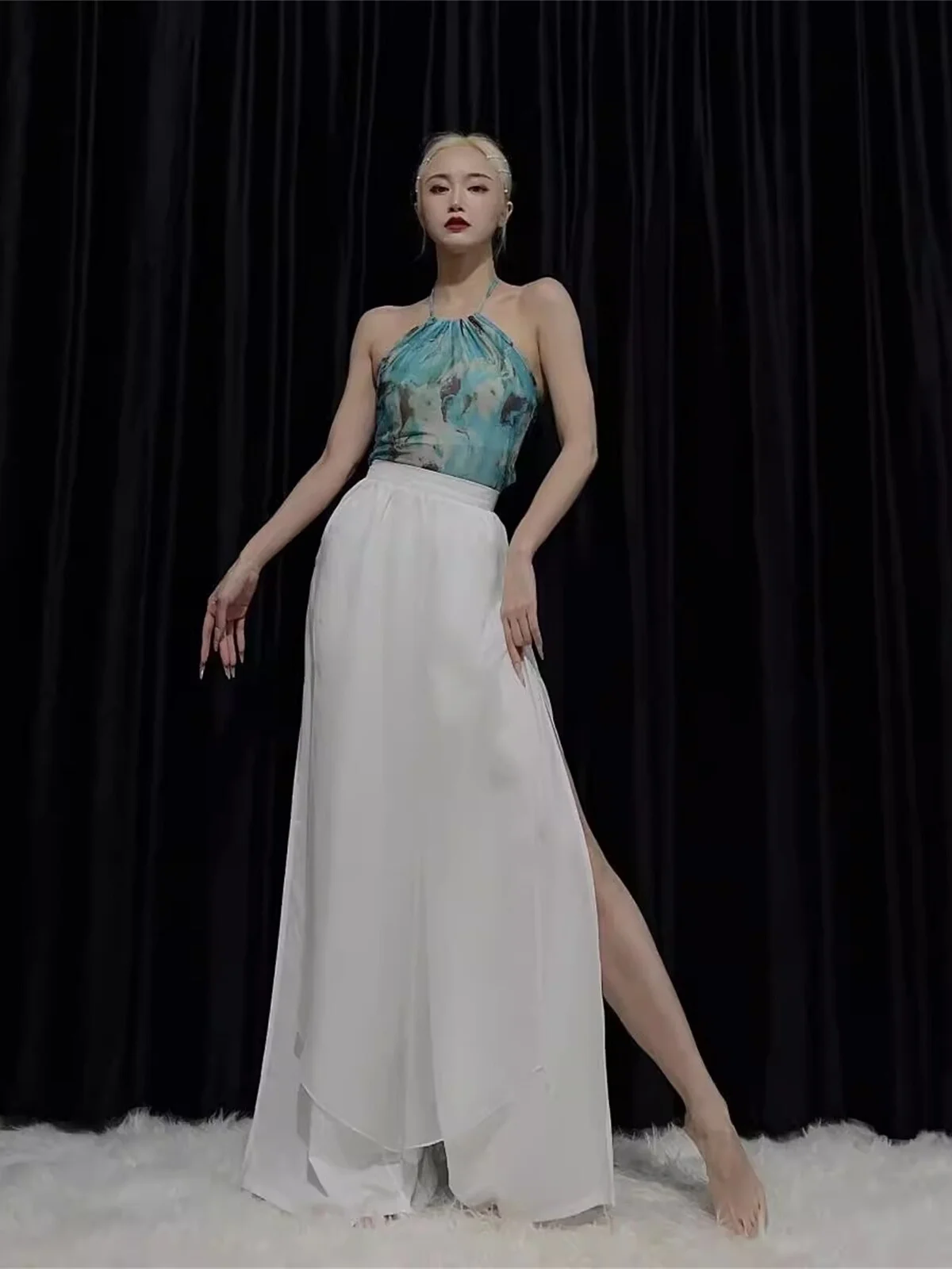 

Slim Fit или майка с принтом от Rour «Little Rain» для женщин, этническая одежда для выступлений, материал из полиэстера