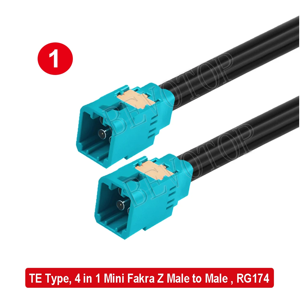 TE Type 4-in-1 MINI FAKRA to MiniFakra Z Male/Female Connector RG174 Coaxial Cable 50 Ohm High Quality