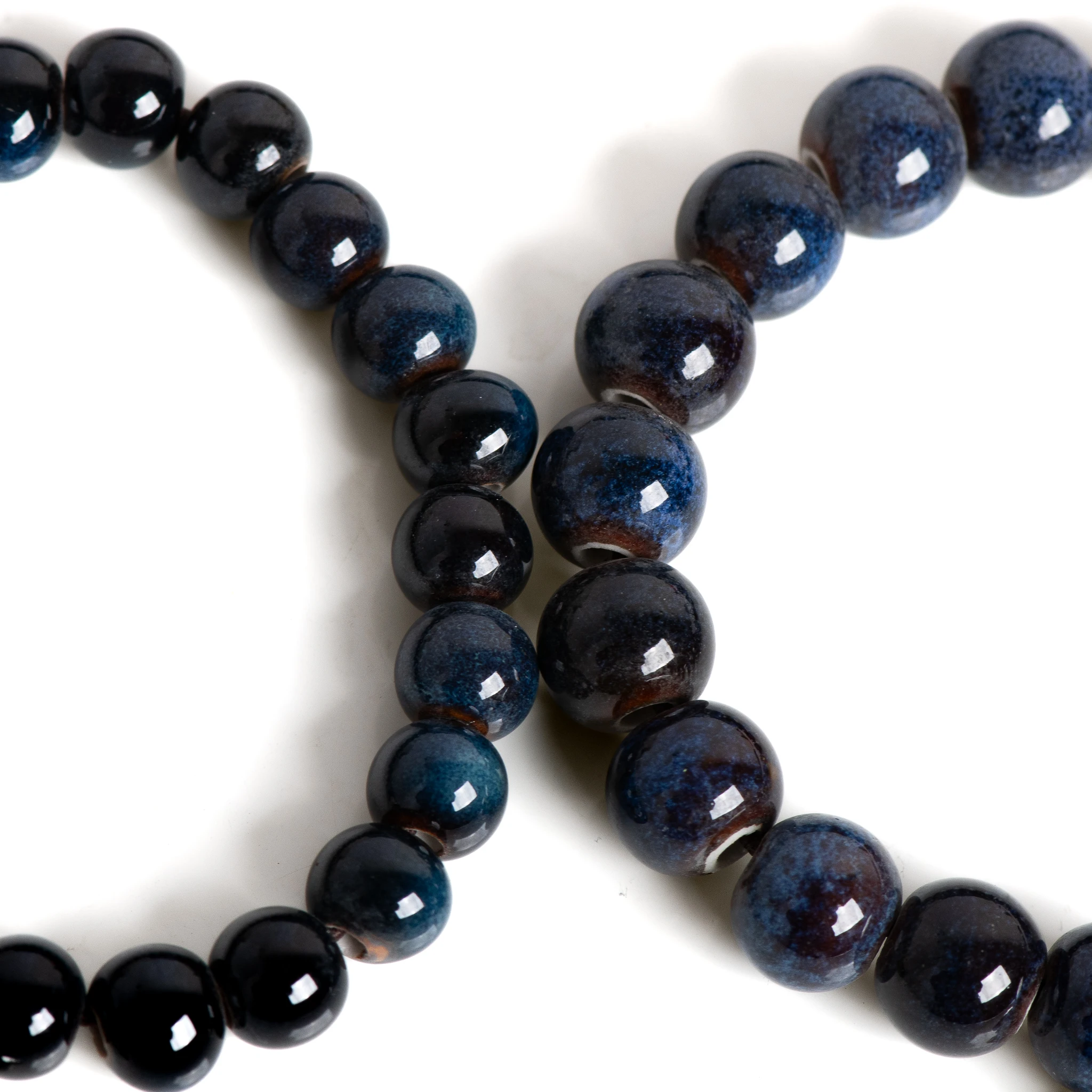Handmade Ceramic Elephant Bracelet Boho Stretchable Jewelry Unisex Gemstone Blue Beads Two Sizes