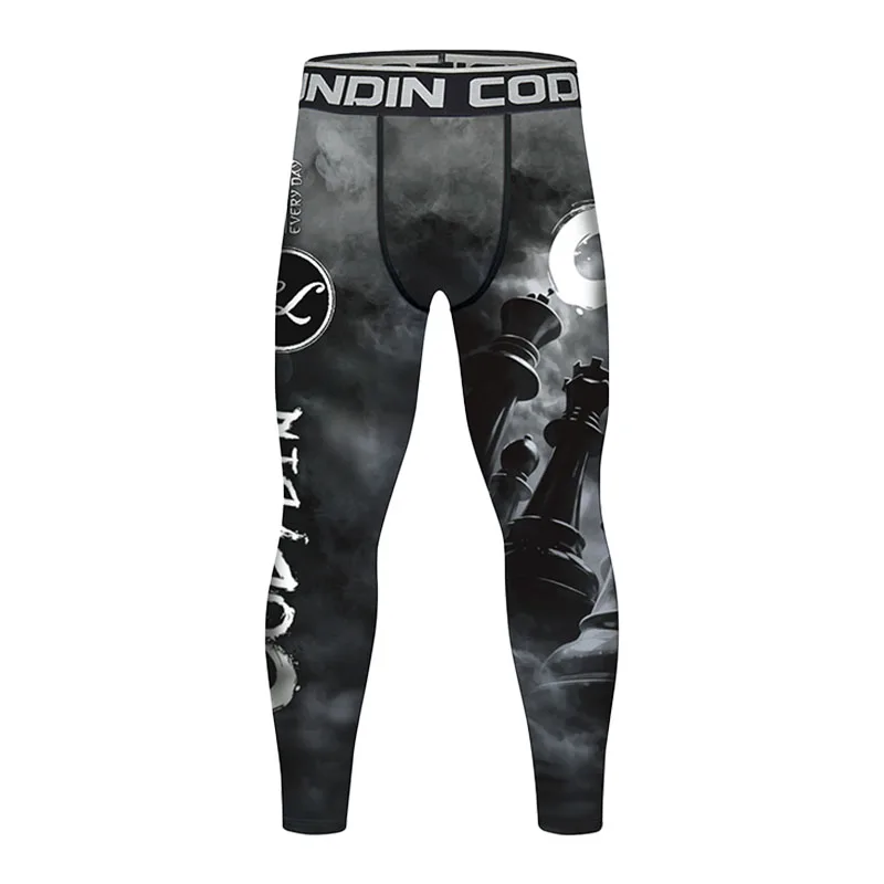Men’s Multi Graphic Sublimation Compression Pants Anti-Friction Breathable Gym Workout MMA Jiu Jitsu Athletic Training Leggings