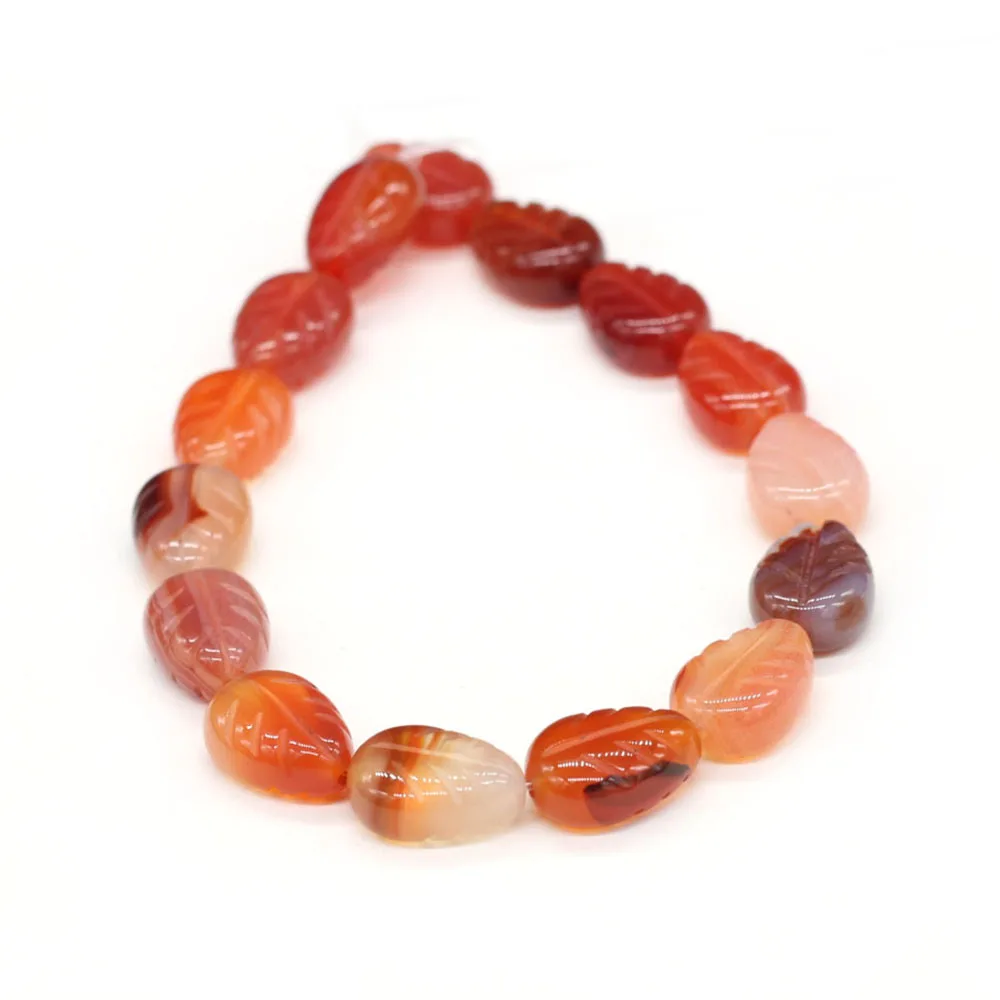 10x14mm Natural Stone Gemstone Leaf-Shaped Vertical Hole Semi-Precious for DIY Charm Jewelry Necklace Bracelet 15 Beads/Strand
