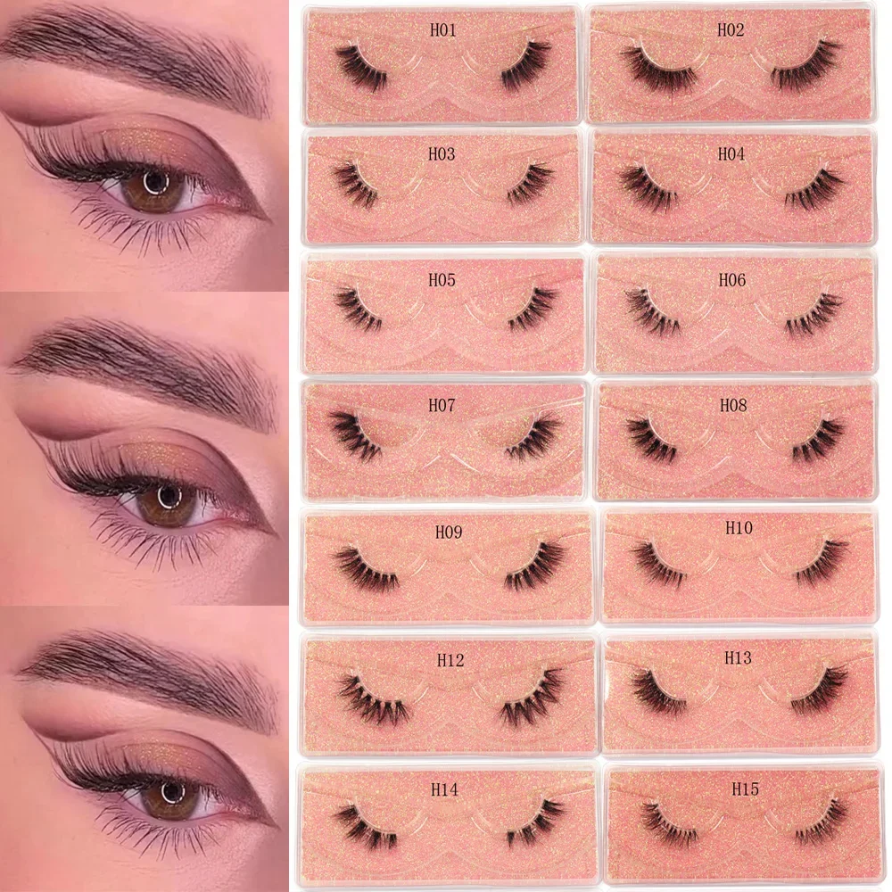 Maquillaje Half Eey Lashes Natural Wispy Mink Eyelashes Fluffy Soft Lashes Extension cilios short Invisible band Lashe Makeup