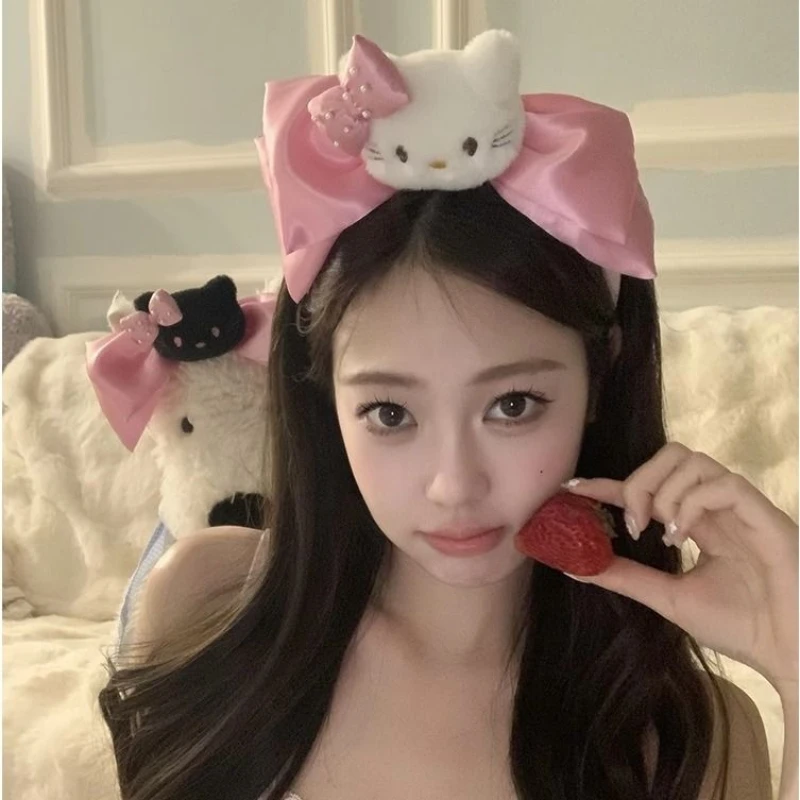 

Hellokitty Headband Sanrio Kawaii Headwear Cute Big Bow Girlish Heart Hair Sweetheart ​​Healing-Type Girl​​s` Gift