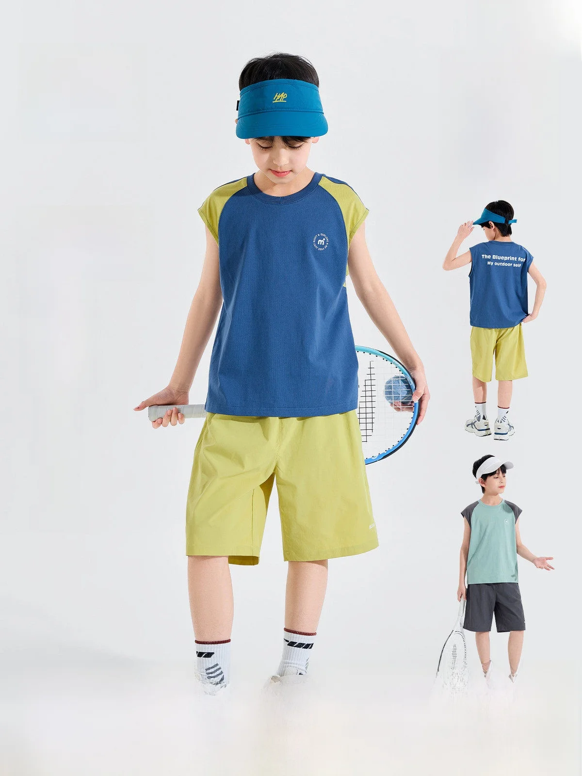 bluem-children's-pure-cotton-sportswear-set-short-sleeve-big-kids-boys-t-shirt-and-shorts-summer-outfit-casual-breathable
