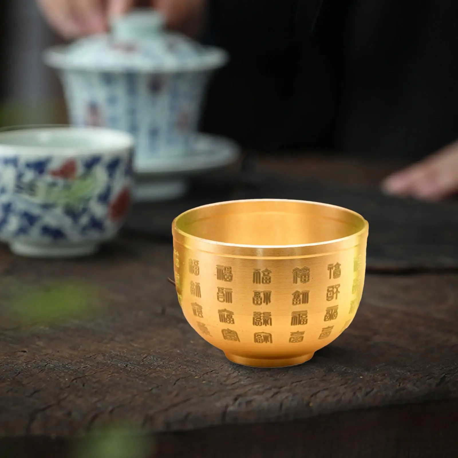 Treasure Basin Brass Feng Shui Bowl Sculpture Gift Artwork Chinese Characters