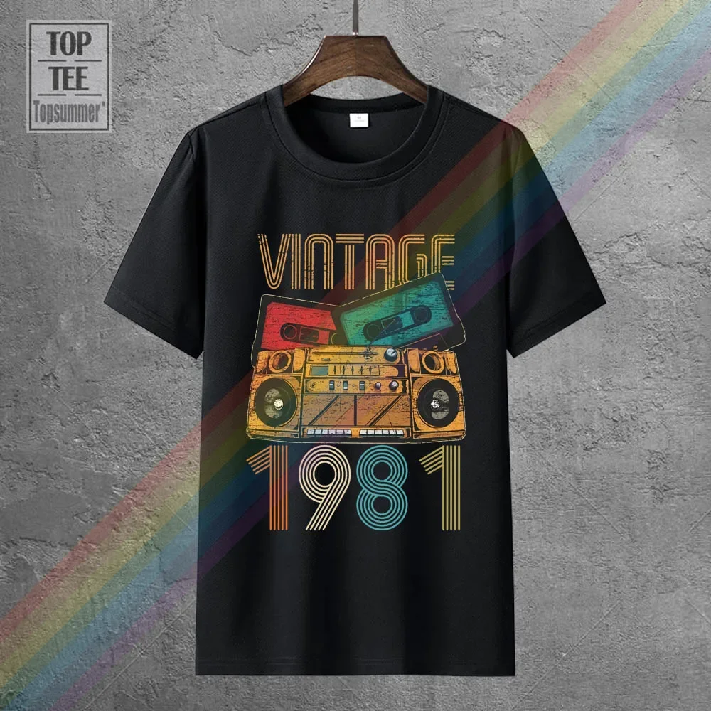 

Vintage 1981 Fun 40Th Birthday Gift T Shirts Harajuku Logo Tshirts Funny Fashion White Sweatshirt Tee-Shirt Retro Brand T Shirt