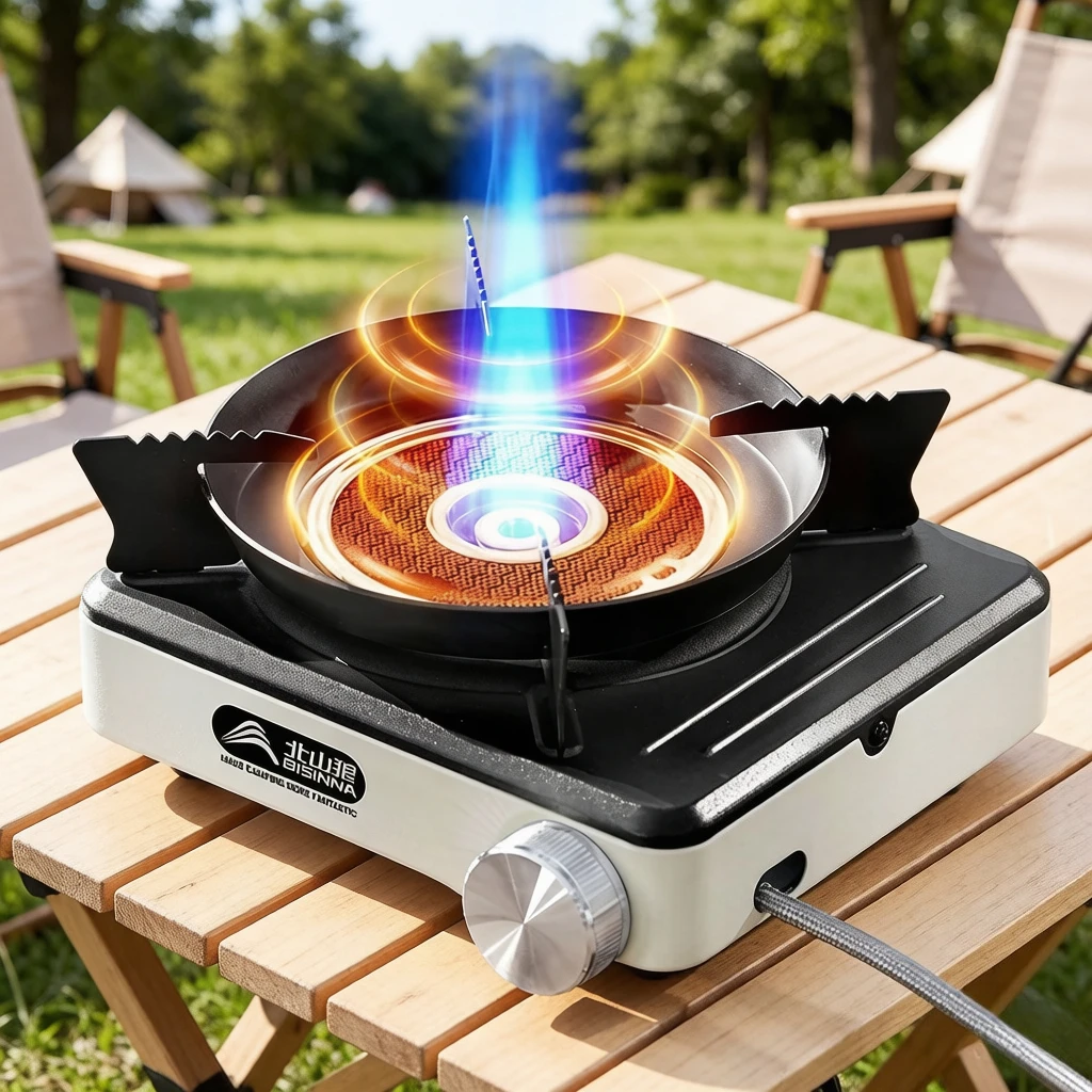 Outdoor Power Burner - ポータブル7800Wキャンプ用ガスストーブハイパワースプリットブタンバーナー屋外ストーブ耐風性ハイキングバックパッキングピクニック旅行用