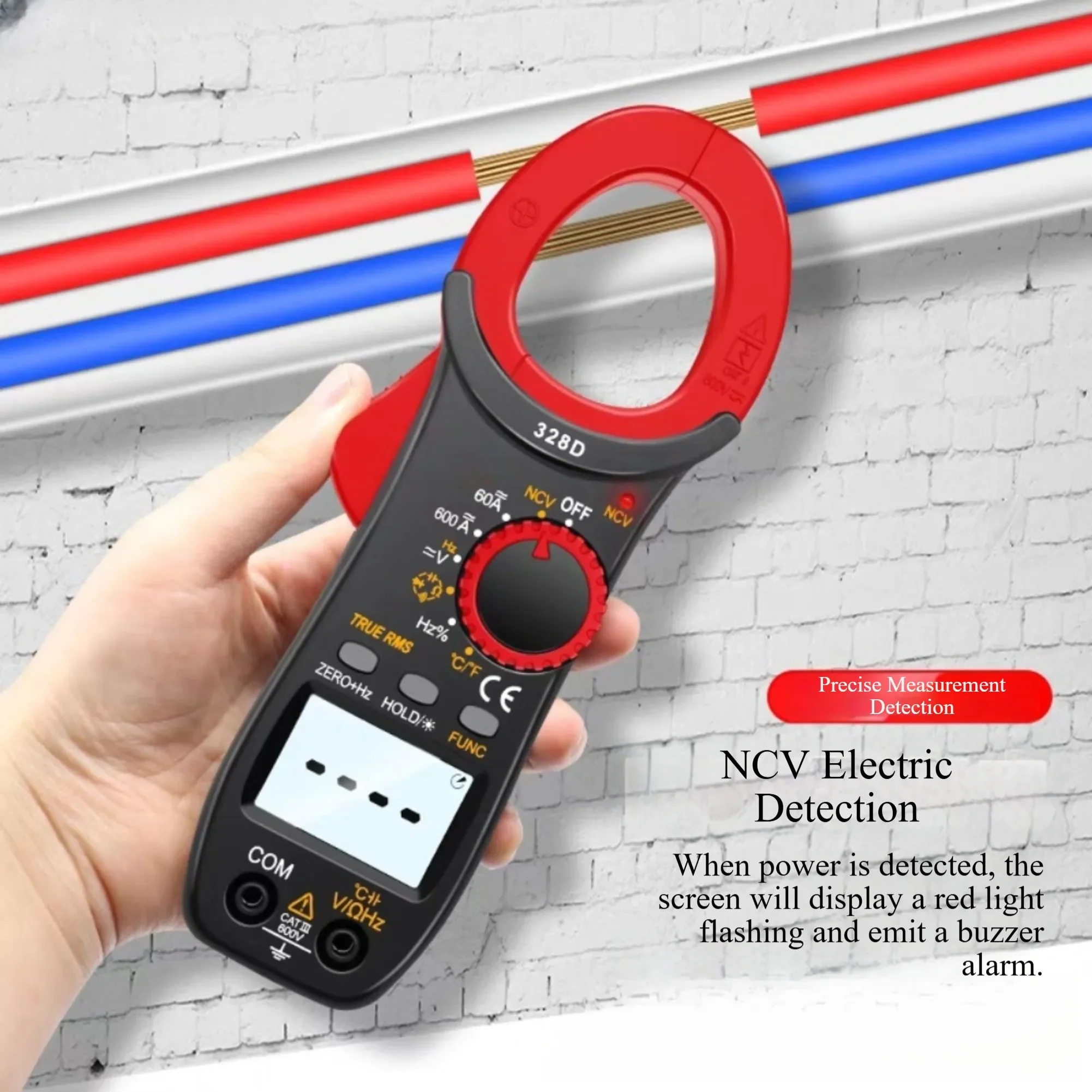 600A AC/DC Clamp Meter 1mA Resolution, True-RMS Measurement, Non-Contact Voltage, Temp/Cap/Hz Tester CAT II 600V