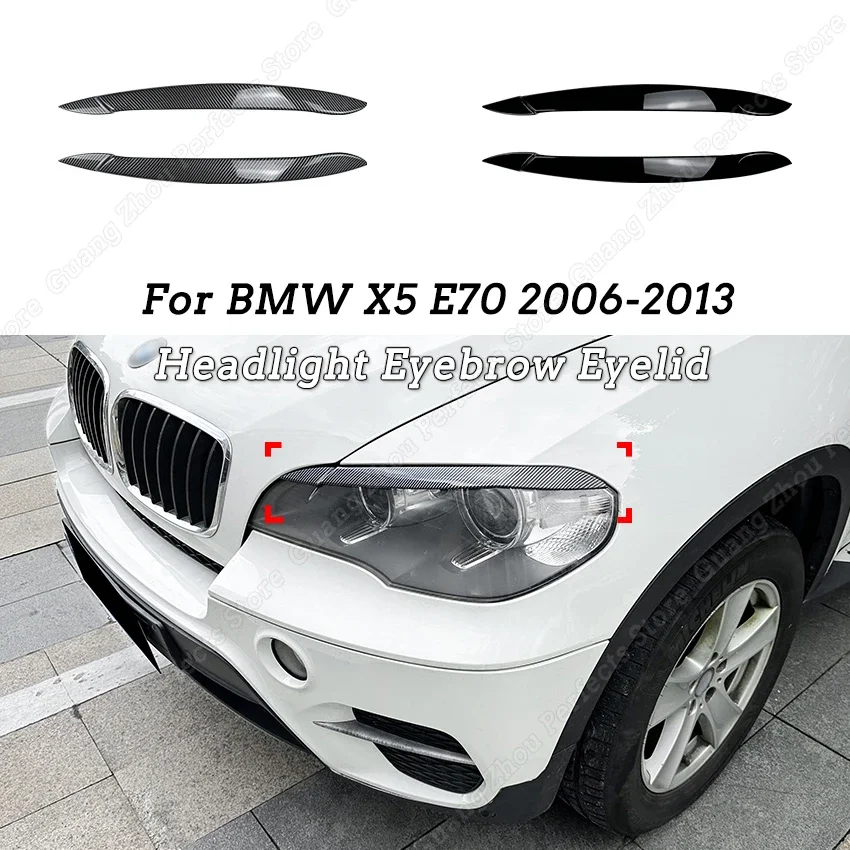 Car Headlight Eyebrow Eyelid Sticker for BMW X5 E70 30d 48i 30i 35d 40d 30d 50i 35i M50d 2006-2013 Trim Lamp Cover Body Kits