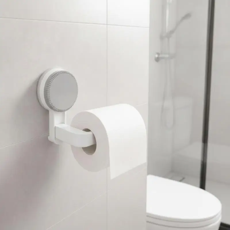 Suction Cup Toilet Tissue Holder No Drilling Self Adhesive Towel Roll Dispenser for Bathroom Kitchen Organization