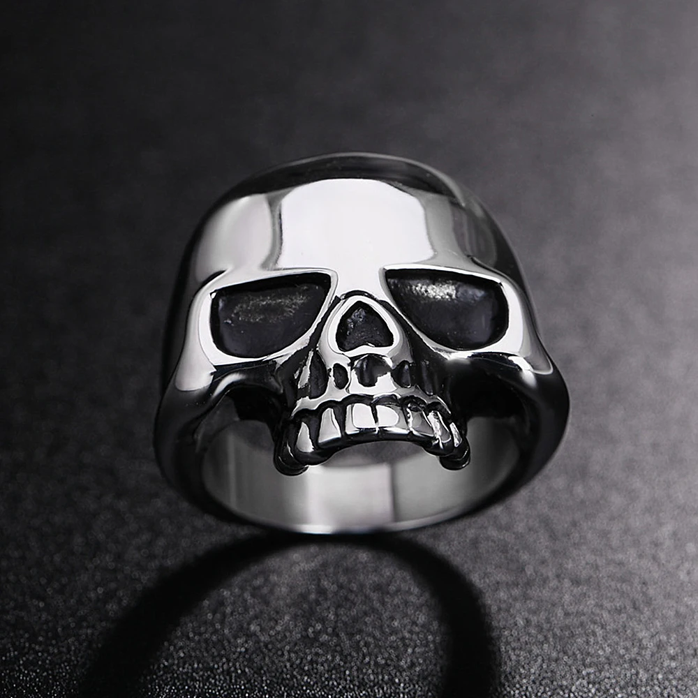 Punk High Polish Stainless Steel Pirate Skull Ring For Men Women Gothic Vintage Skull Rings Fashion Jewelry Gift Dropshipping