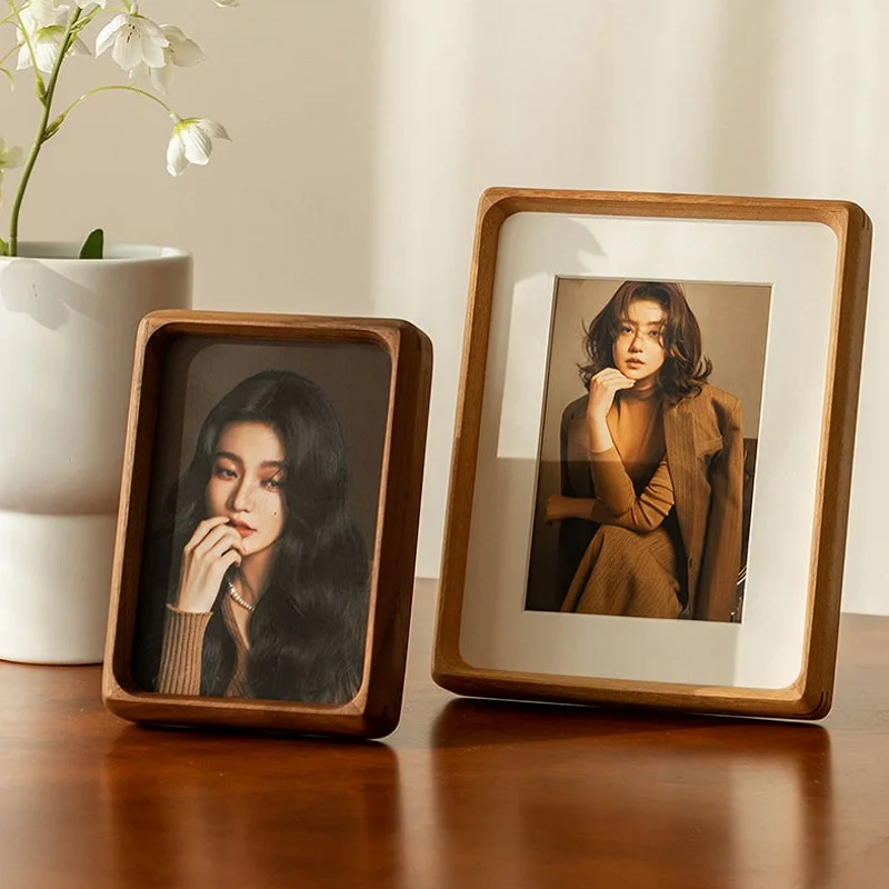 Solid Wood Walnut Photo Frame – Artistic Portrait Display Easel Frame  Durable Picture Frame for Home Decor