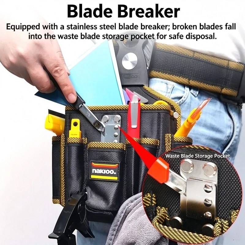 NAKIOO Rotatable Quick Clip Window Tint Tool Waist Pouch with Blade Breaker Car Vinyl Wrap Film Tool Belt Organizer Bag