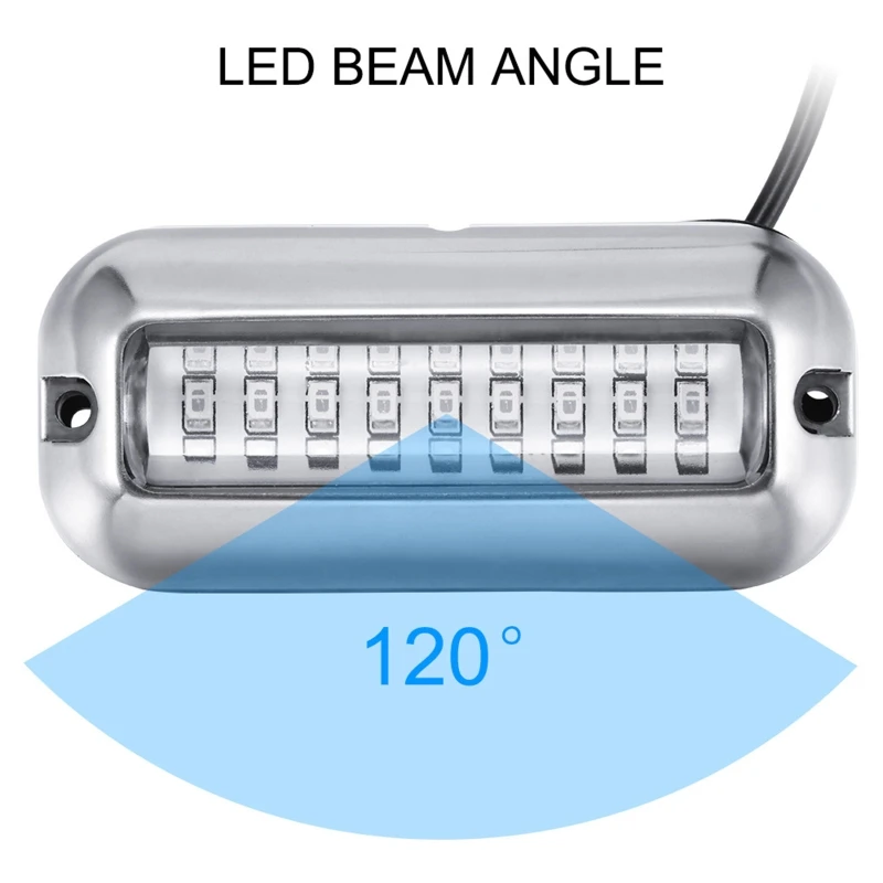 Boat Navigation Light 80W 42 LED Underwater Pontoon Marine Boat Transom Light IP68 Waterproof LED Ship Beam Light