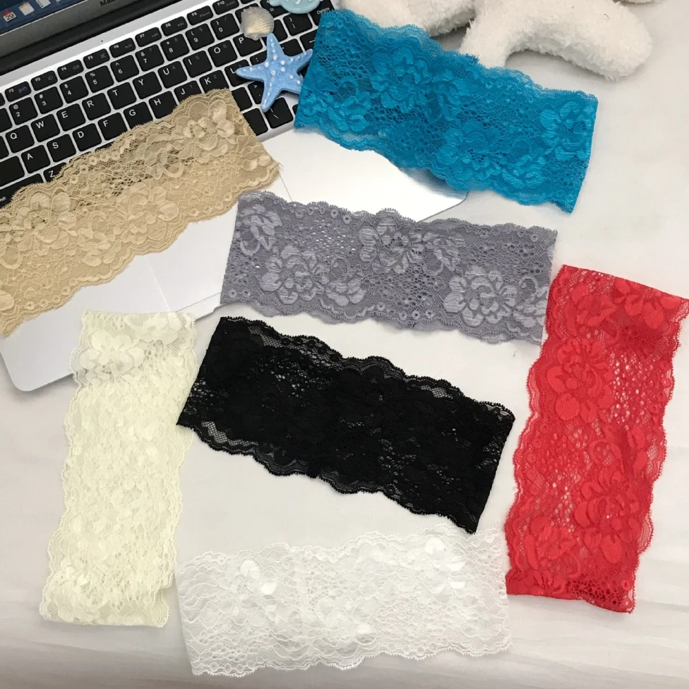 Korean Lace Elastic Hollow Flower Headband Ins Niche Design for Girls Y2K Hot Girl Lakeside Hair Accessory Skirt Daily Hair Band