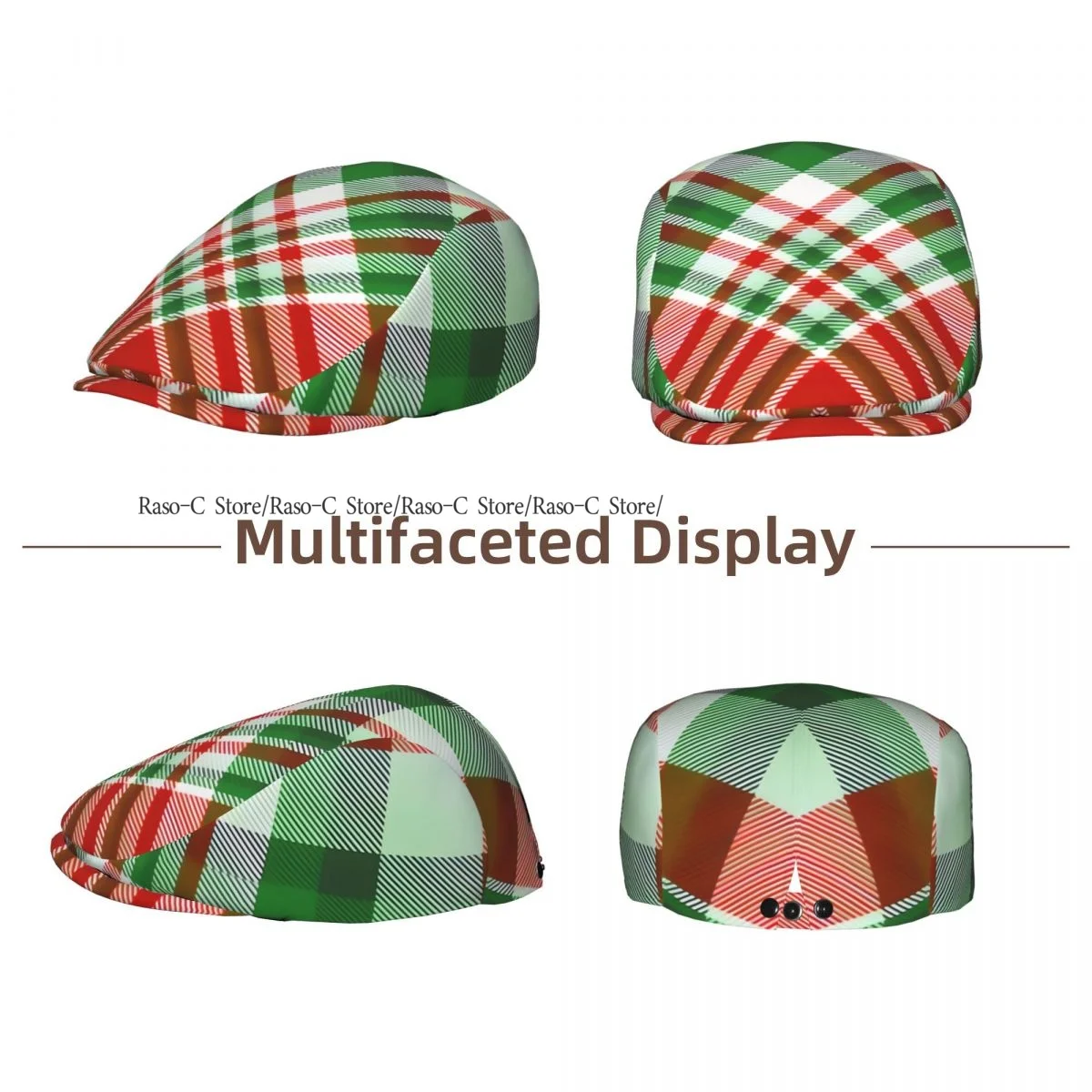 Christmas Plaid Check Pattern Men Women Newsboy Cap Classic Forward Hat Ivy Flat Cap Daily Hat