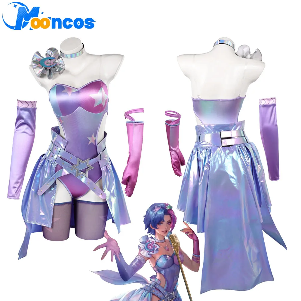 

Luna Snow Cosplay Costume Women Fantasia Dress Skirt Jumpsuit Necklace Clothing Disfraz Outfit for Halloween Carnival Party Suit