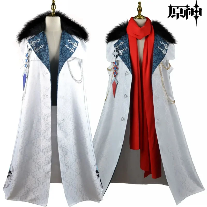 Game Anime Genshin Impact Fatui cosplay Executive cloak Tartaglia scarf Childe Ajax halloween clothes Uniform New Skin harbing R