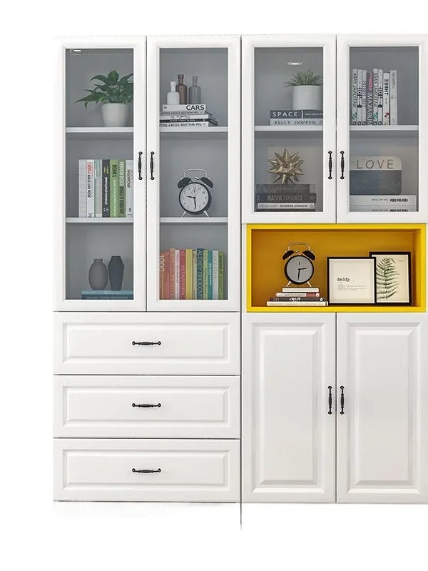 

Free combination, European modern minimalist bookcase with glass door