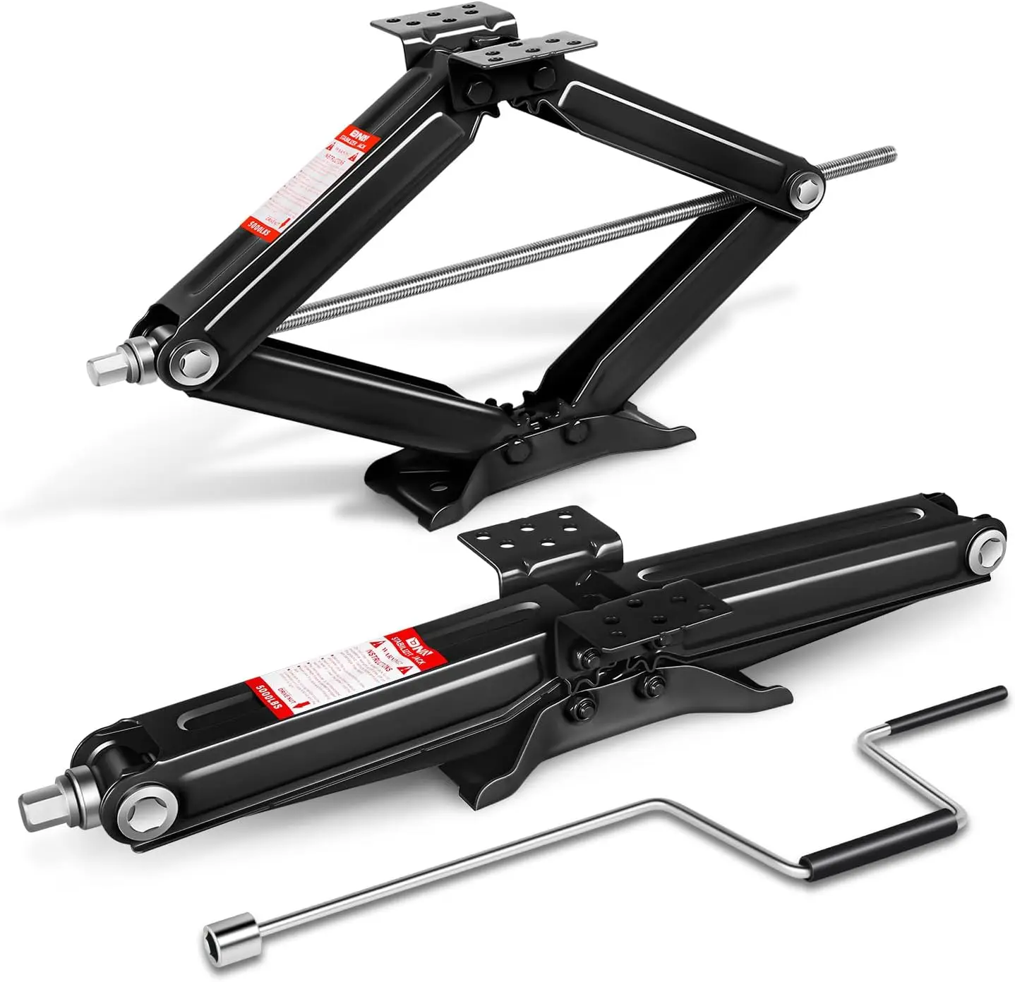 

Комплект из 2-х ножничных домкратов-стабилизаторов для прицепов-дач (RV) грузоподъемностью 2268 кг с быстрой рукояткой, регулировка высоты 10-60 см, черные, набор из 2 штук