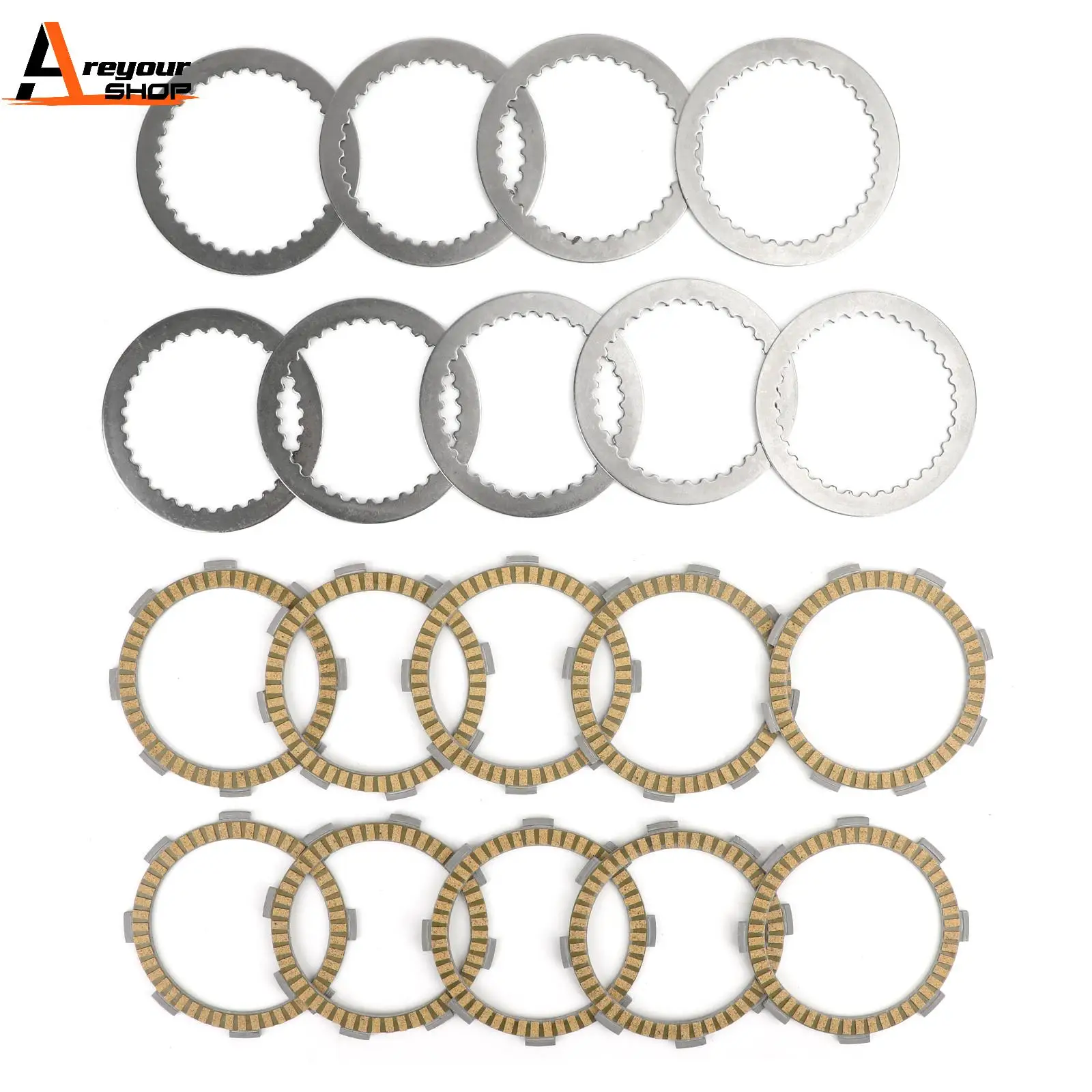 

Areyourshop Clutch Kit Steel & Friction Plates fit for Honda 22201-166-000 VFR400R NC30 22201-MR8-000 22321-KE8-000