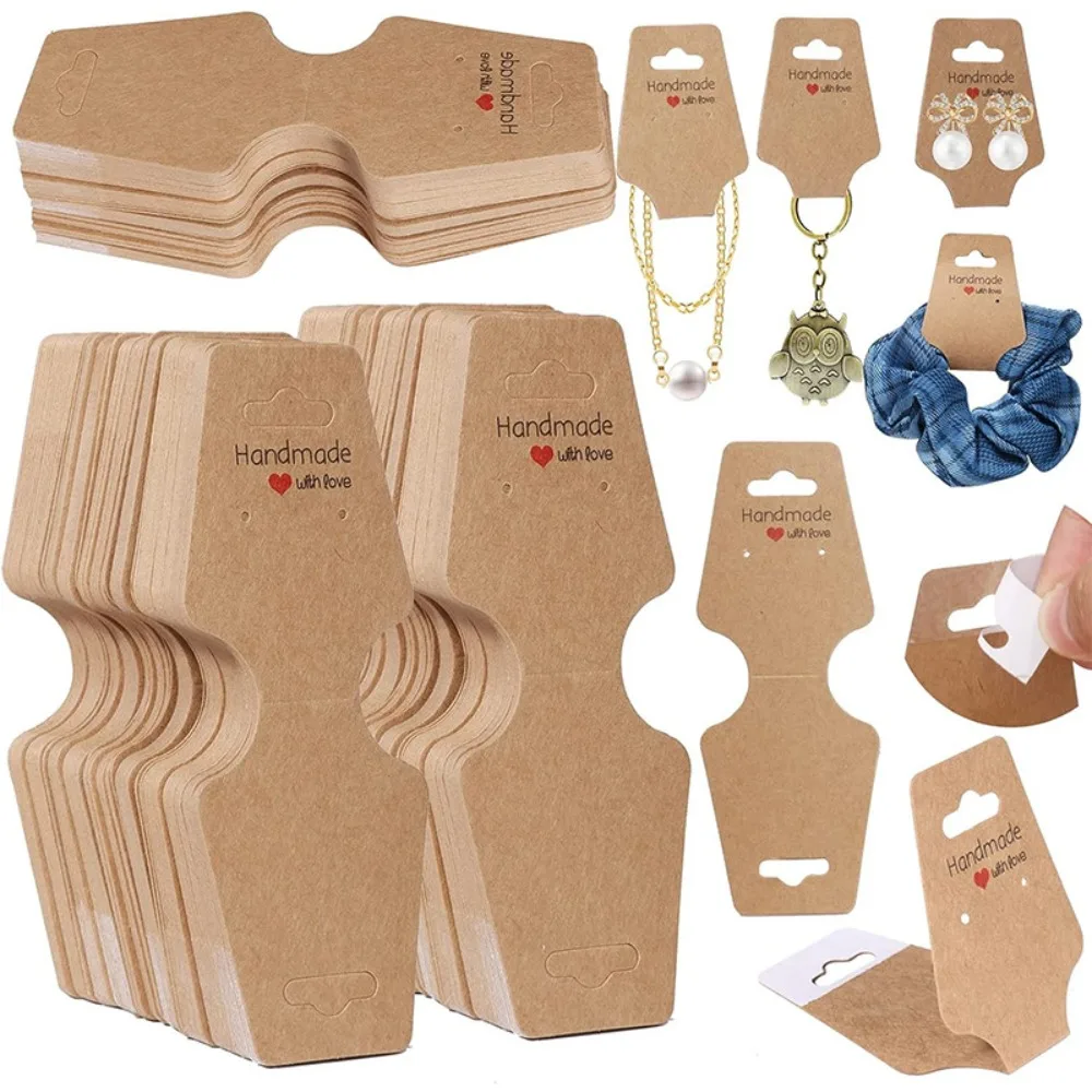 100pcs Foldable Jewelry Display Card Bracelet Display Kraft Paper DIY Jewelry Display Card Sturdy Necklace Display