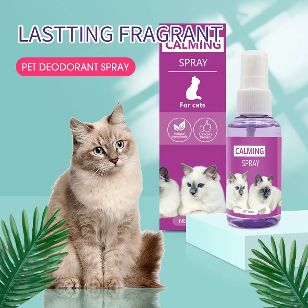 60ml Cat Calming Collar Portable Comfortable Natural Emotional Soothing Spray Adjustable 48cm Calming Spray