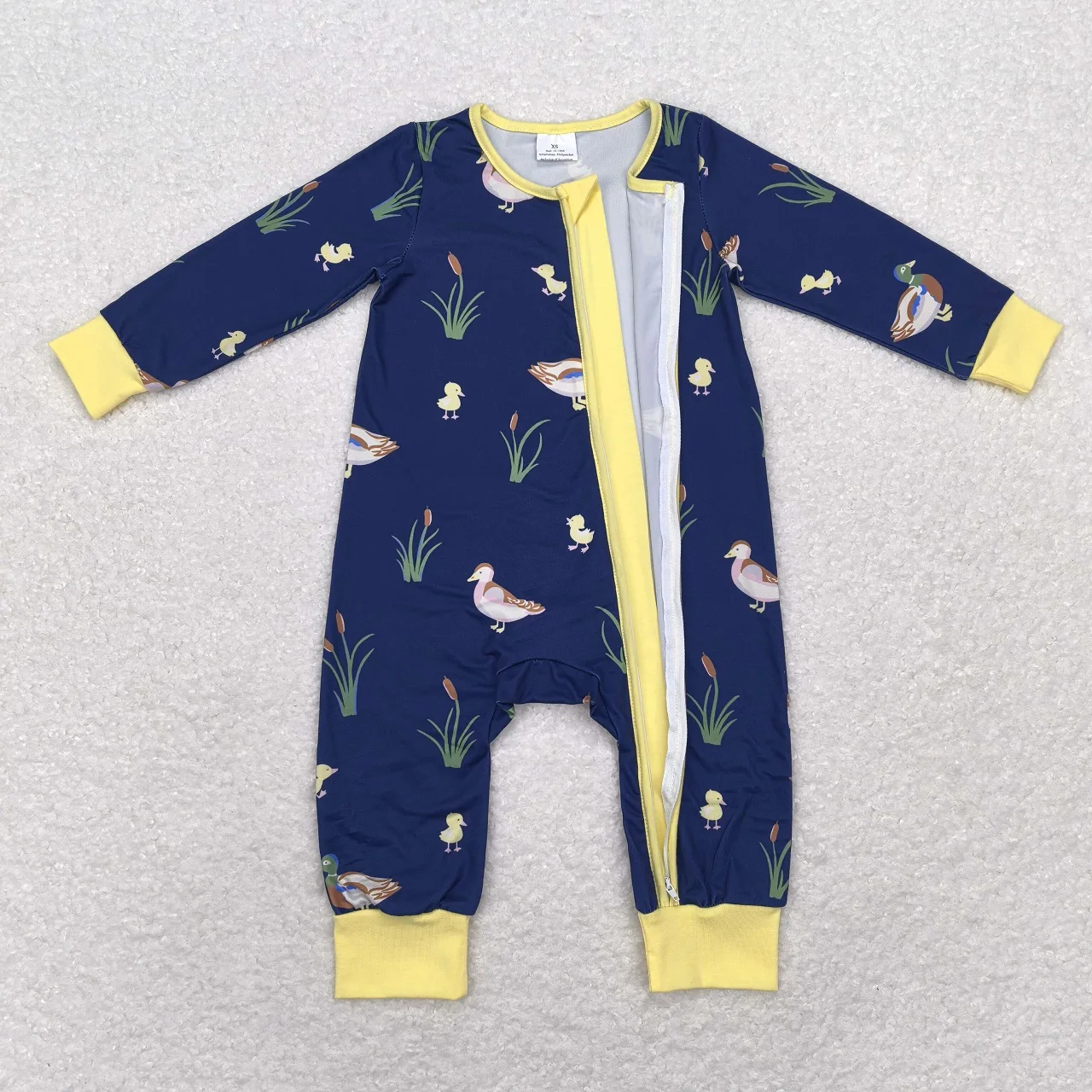 Wholesale Newborn Coverall Bodysuit One Piece Jumpsuit Baby Boy Ducks Zipper Children Romper Kids Toddler Long Sleeves Clothing