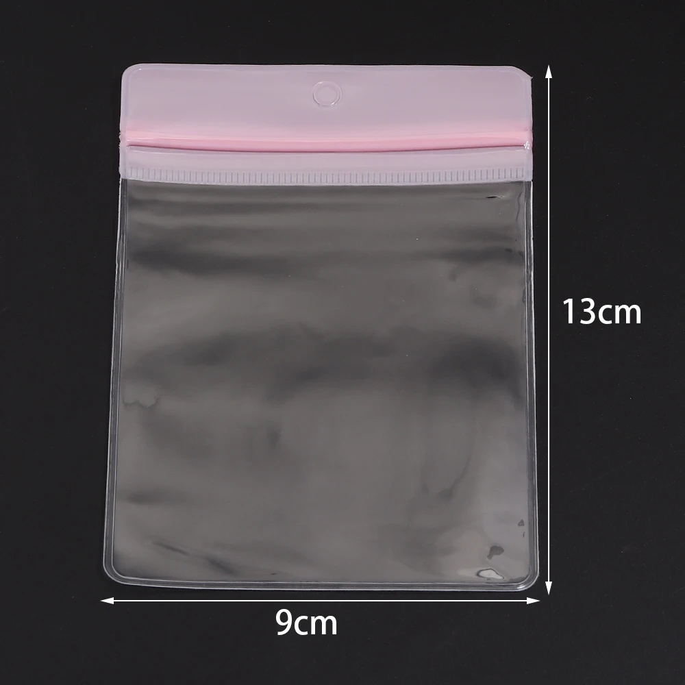 10Pcs/Lot EVA Pink Clear Jewelry Storage Bags Self-seal Bags Reusable For Bracelets Necklace Rings Packaging Jewelry Display