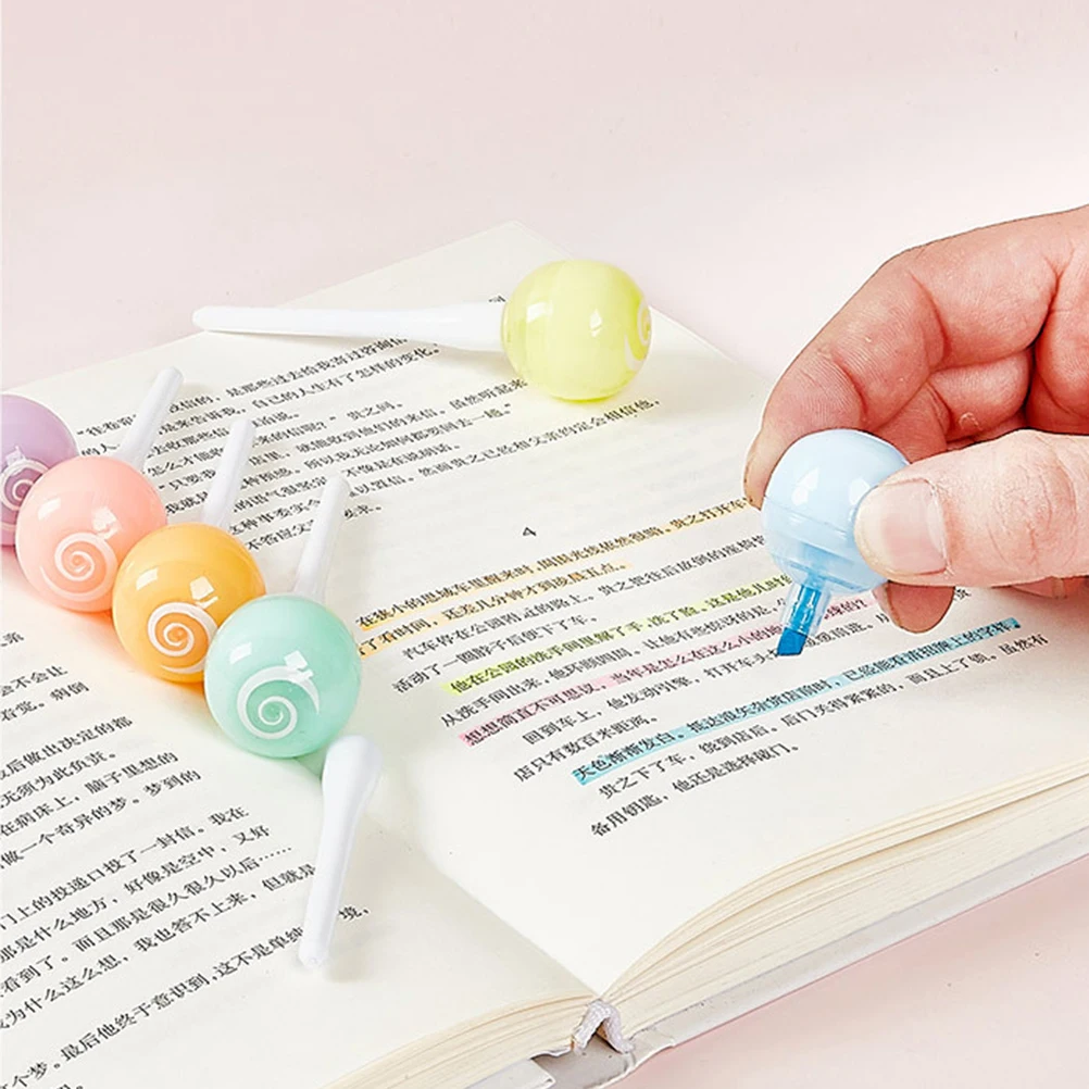 

6pcs Mini Highlighter Book Markers Small Colored Highlighters For Note Marking Art Painting Diy Scrapbook Cartoon Marker Pens
