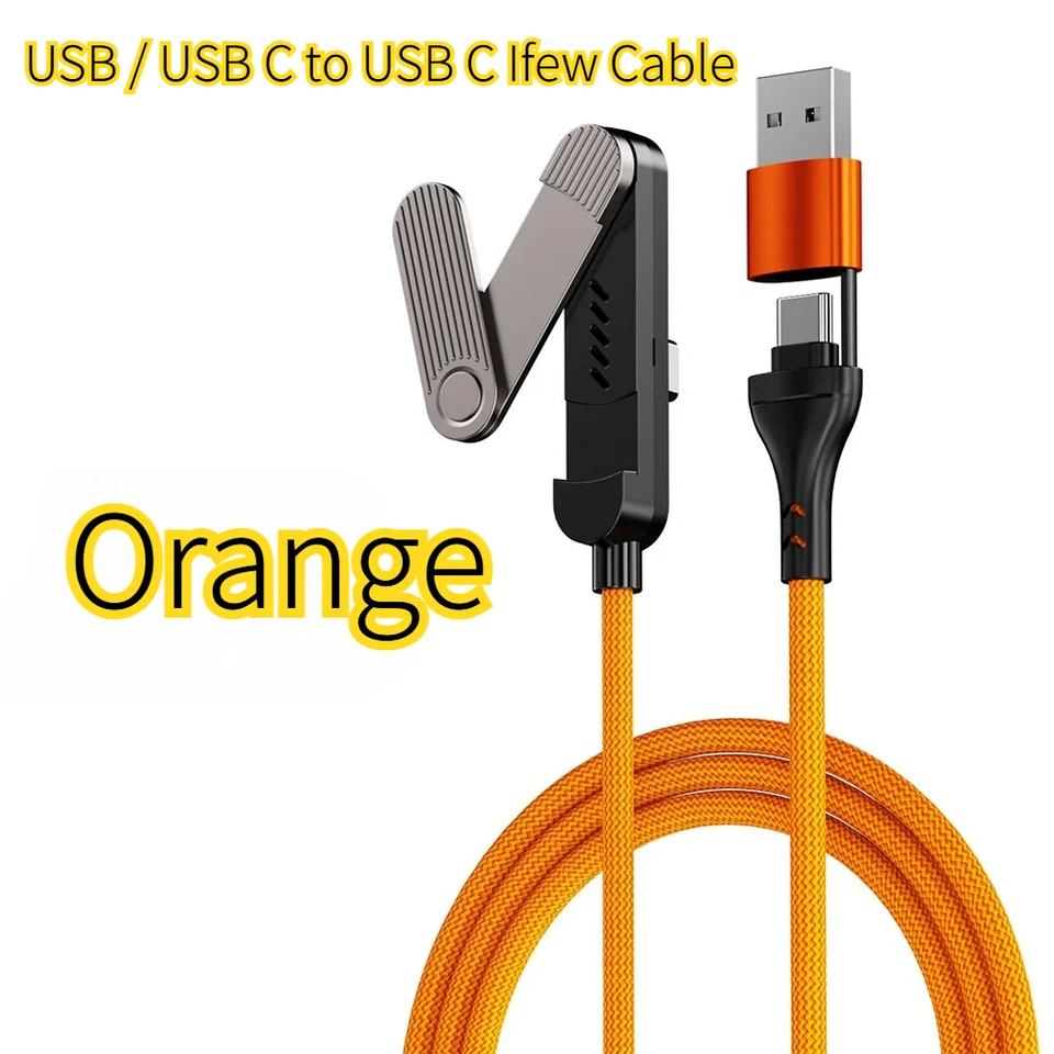 Cable de Carga Plegable USB C Plano con Soporte para Teléfono, Carga Ultra Rápida Tipo C 2M para iPhone 5