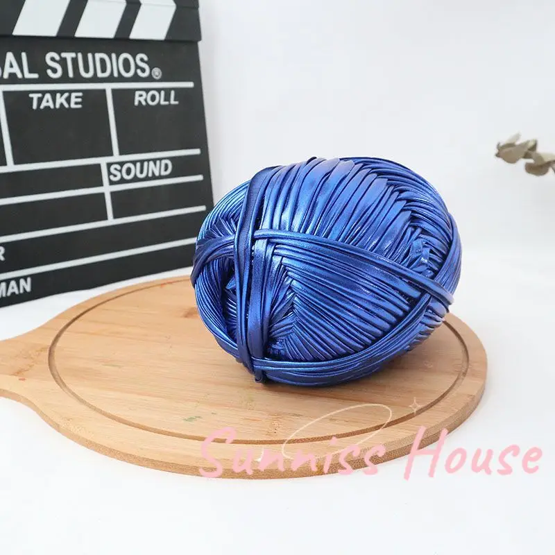 200g Advanced Metal Texture Strip Yarn Thread，handmade DIY Woven Bag Material Luminous Bright Leather Material Coarse Wool Line