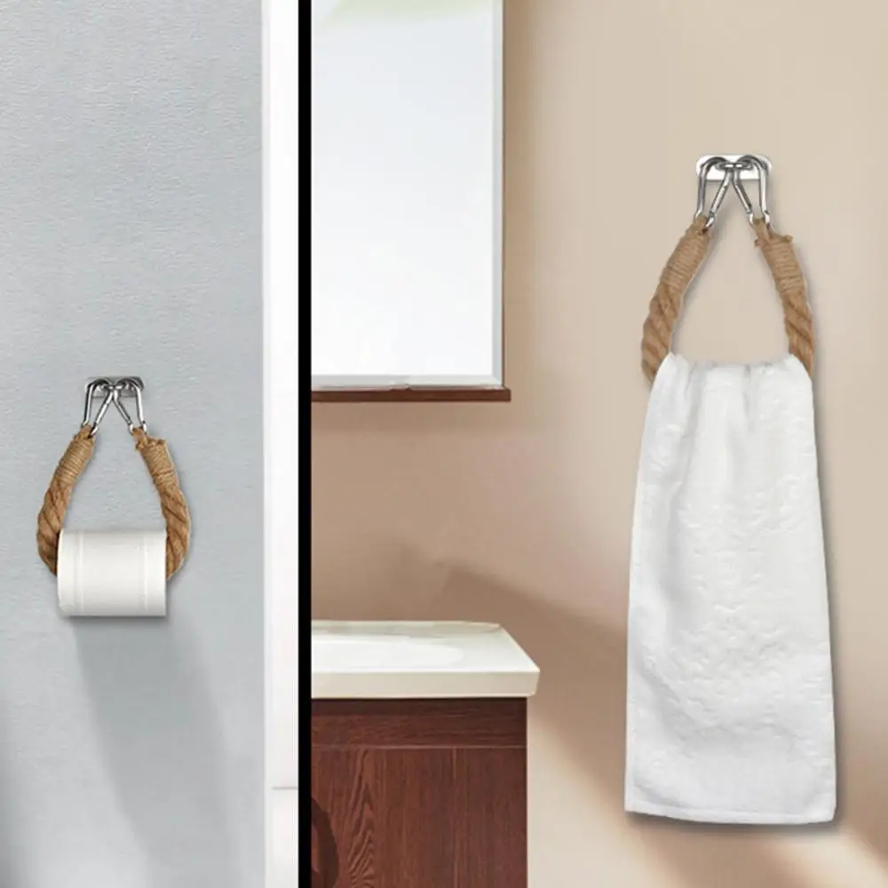 40/50/60/70cm Roll Paper Holder Vintage Towel Hanging Rope Vintage Style Woven Hanging Rope Toilet Paper Roll Holder Decor